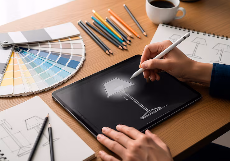 Profesional trabajando en proyecto creativo